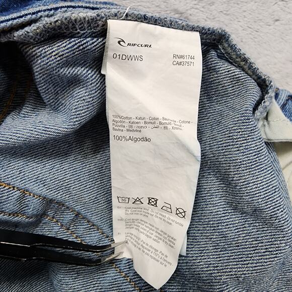 RIP CURL Shorts Womens 30 Blue Amy High Rise Cut Off Rolled Hem Beach Summer - Picture 7 of 14